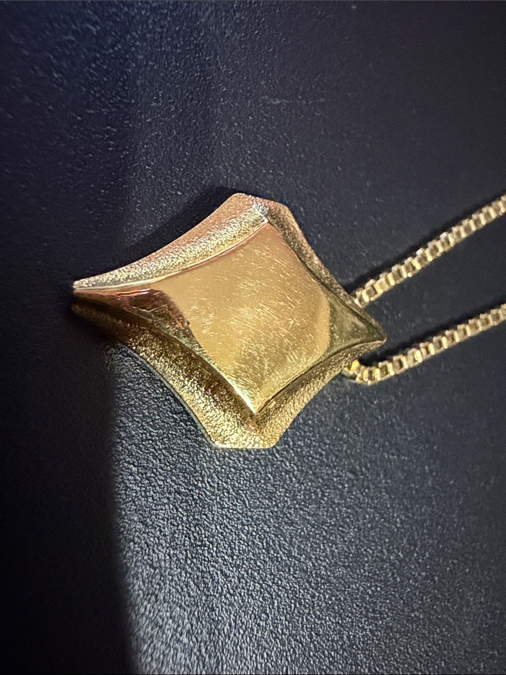 Monet Gold-Tone Box Chain Necklace with Logo Tag pendant has scratches - Picture 3 of 6